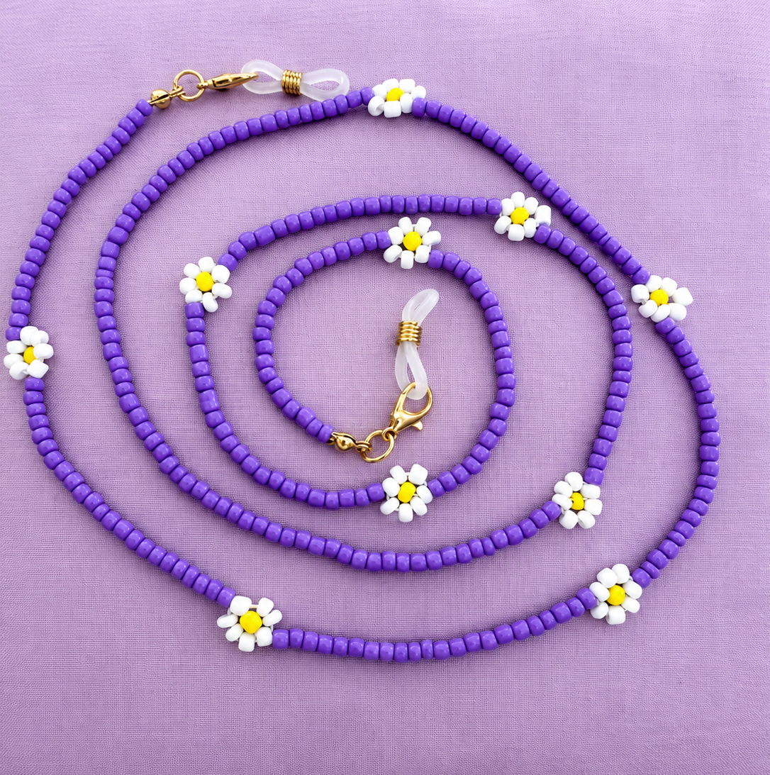 Collanina per occhiali - Margherita viola